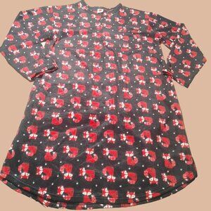 Tru Fit  Size 2X Fox Print Fleece Nightgown Lounge Wear Buttons Vintage XX Large